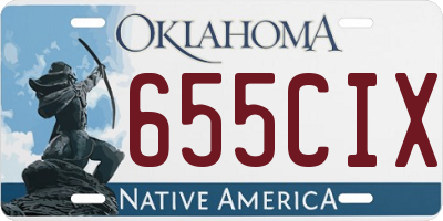 OK license plate 655CIX