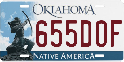 OK license plate 655DOF