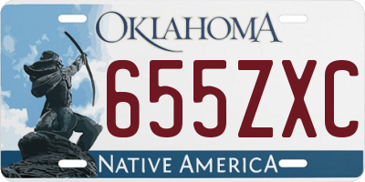 OK license plate 655ZXC