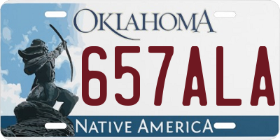 OK license plate 657ALA