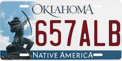 OK license plate 657ALB