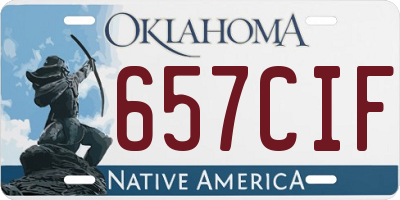 OK license plate 657CIF