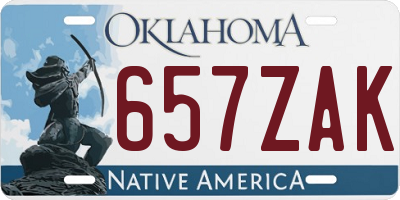 OK license plate 657ZAK