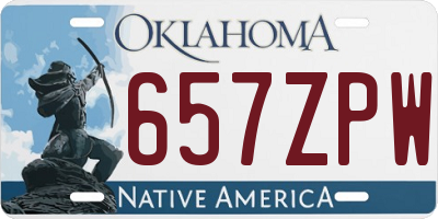 OK license plate 657ZPW