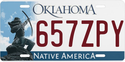 OK license plate 657ZPY
