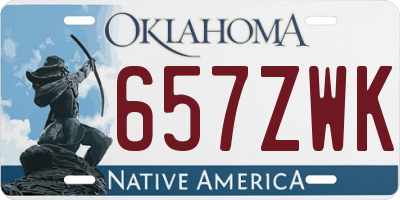 OK license plate 657ZWK