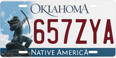 OK license plate 657ZYA