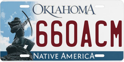 OK license plate 660ACM