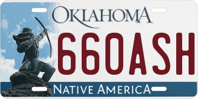 OK license plate 660ASH