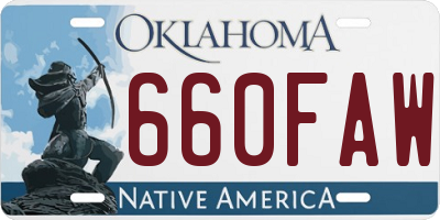 OK license plate 660FAW