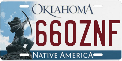 OK license plate 660ZNF