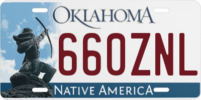OK license plate 660ZNL