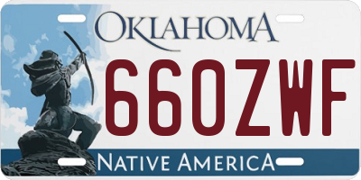 OK license plate 660ZWF