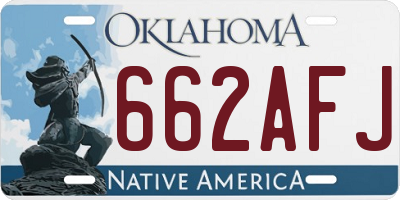 OK license plate 662AFJ