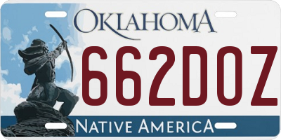 OK license plate 662DOZ