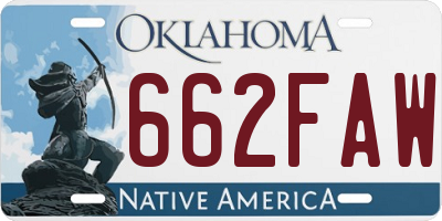 OK license plate 662FAW