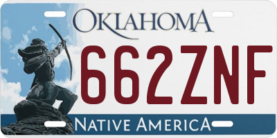 OK license plate 662ZNF