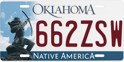 OK license plate 662ZSW