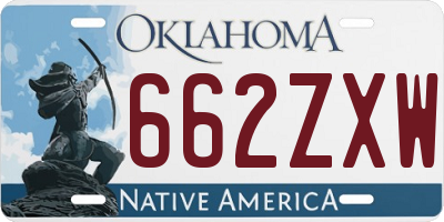 OK license plate 662ZXW