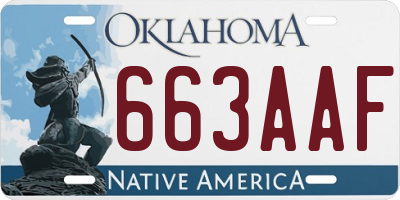 OK license plate 663AAF