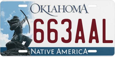 OK license plate 663AAL