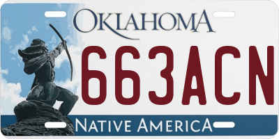 OK license plate 663ACN