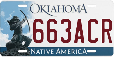 OK license plate 663ACR