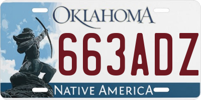 OK license plate 663ADZ