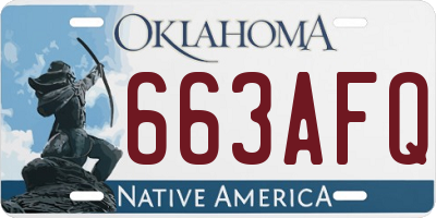 OK license plate 663AFQ