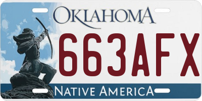 OK license plate 663AFX