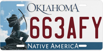 OK license plate 663AFY