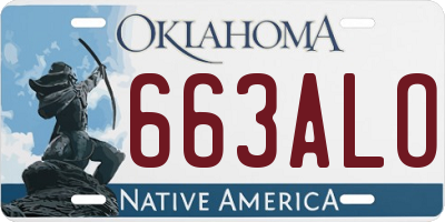 OK license plate 663ALO
