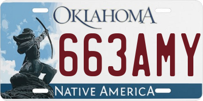 OK license plate 663AMY
