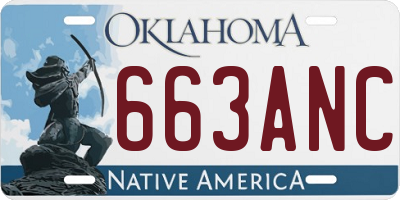 OK license plate 663ANC