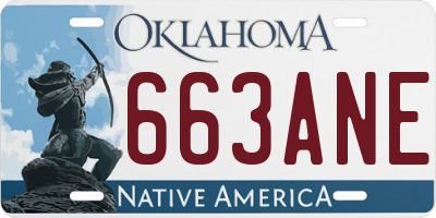 OK license plate 663ANE