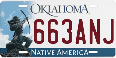 OK license plate 663ANJ
