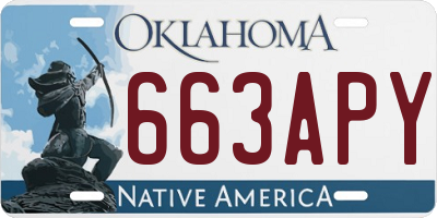 OK license plate 663APY