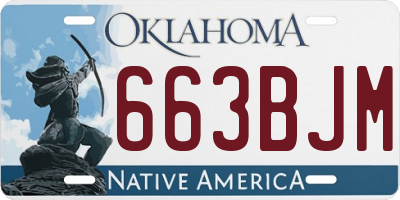 OK license plate 663BJM