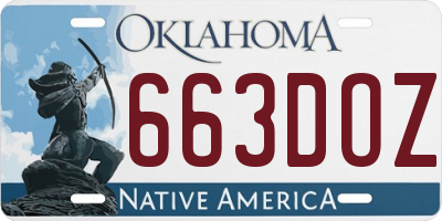 OK license plate 663DOZ