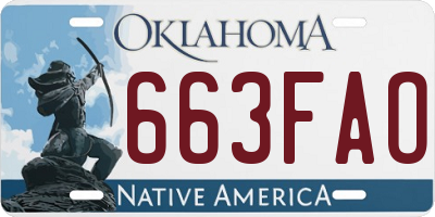 OK license plate 663FAO
