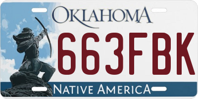 OK license plate 663FBK