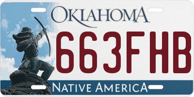 OK license plate 663FHB