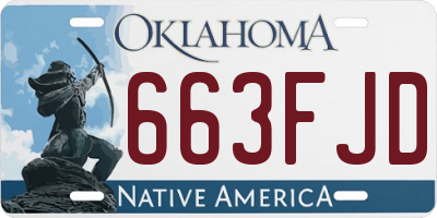 OK license plate 663FJD