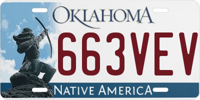 OK license plate 663VEV