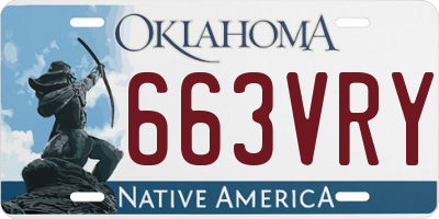OK license plate 663VRY