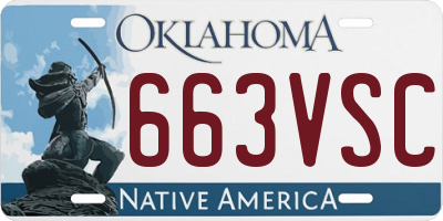 OK license plate 663VSC