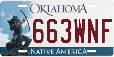 OK license plate 663WNF