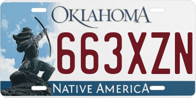 OK license plate 663XZN