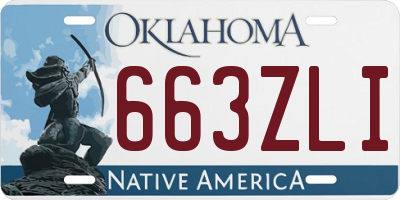OK license plate 663ZLI