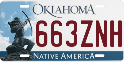 OK license plate 663ZNH